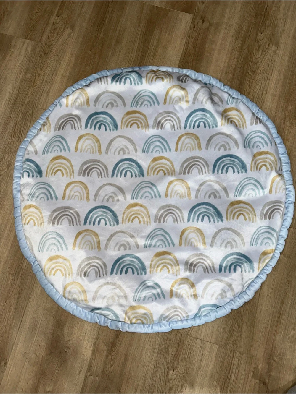Soft Round Play Mat in Blue, Teal & Gold
